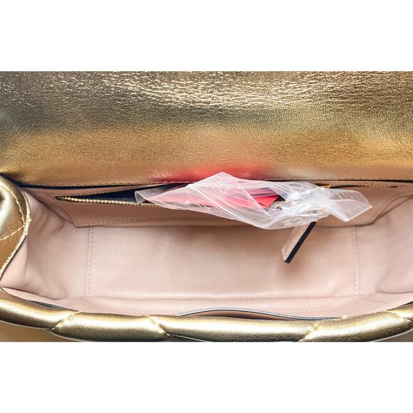 Valentino Garavani Gold Metallic Nappa Medium Roman Stud Rockstud Bag NEW - Picture 5 of 8